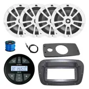 Infinity Marine Radio, Adapter, Spa Bezel, ANT, 4x 8" 375W White Speakers w/Wire
