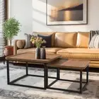Set of 2 Rectangle Coffee Accent Tables Nesting End Tables Black Finish Base NEW