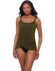 [Miraclesuit Swim] Dazzle Underwired Draped Tankini Top in Green