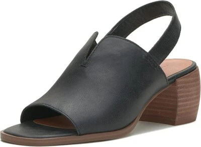 Lucky Brand Women's Jaila Block-Heel Backstrap, Black Size 8.5M