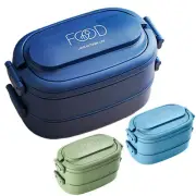 Double Lunch Box Microwave Safe Bento Double Layer Box Stackable Salad Containe