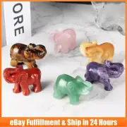 Natural Quartz Crystal Carved Baby Elephant Healing Rock Gemstone Animal Decor