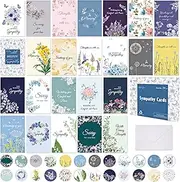 24 Pack Sympathy Cards with Envelopes and Stickers, 4×6 in Assortment Floral Butterflies Condolence Cards with Message Inside, Watercolor Boxed Sympathy Cards Bulk to Support Friends and Family