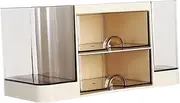 TEHAUX Mini Desk Organizer with Drawers Elegant Transparent Storage for Makeup Office Supplies Vanity Desk Storage for Efficient Sorting