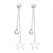 2PCS Copper Jewelry Fashion Earrings Retro Long Tassel Hollow Pentagram Pop Earrings
