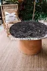 Black Agate Coffee Table, Geode Agate Stone Center Table, Patio Furniture Decor