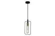 Contour Pendant Light Black Rectangular with Antique Brass Highlight