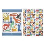 2PK Ashdene Quirky Cats 70x50cm Kitchen Towel Wiping/Cleaning Cotton Cloth Asst