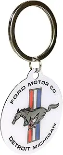 Nostalgic-Art Unisex Retro Schlüsselanhänger Rund Ford Mustang - Horse & Stripes - Gift Idea for Car Accessories Fans (pack of 1)