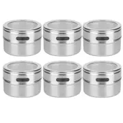 US 6Pcs Stainless Steel Seasoning Box Spice Jars Tins Condiment Storage Containe