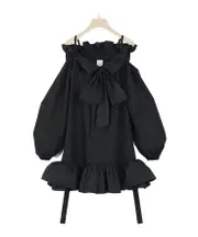 Patou Volume Ruffled Cold-Shoulder Mini Dress 36,38 Black