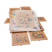 1500 Piece Rotating Wooden Jigsaw Puzzle Table 6 Drawers Board