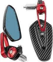 Motorbike Side Mirrors Motorbike Convex Lens Motorcycle Rearview Mirrors Clear Glass Scooter Bar End Handlebar Mirror Rear View Mirror Accessories(Red)