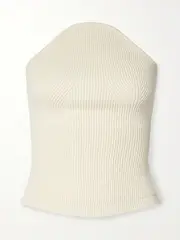 [KHAITE] KHAITE - Jericho Strapless Ribbed-knit Top - Ivory - large large Ivory