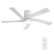 54 Inch Flush Mount DC Ceiling Fan with Lights and Remote, 5 Reversible Carve...