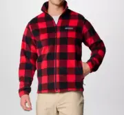 Columbia Men’s Steens Mountain Fleece Jacket SZ L Mountain Red Black Check Print