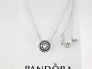 Authentic Pandora Sparkling Double Halo Collier Necklace # 399414C01-45 -17.7 in
