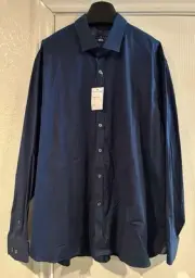 Stone Rose Men’s Navy Blue Button Down Long Sleeve Dress Shirt 3XL New W/Tags