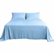 Delicate Blue Bamboo Sheet Sets Pillowcase Breathable Durable Soft Cooling Bamboo