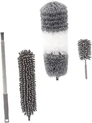 KOCKSHION 1Set Telescopic Microfiber Duster Adjustable Cleaning Brush for Ceiling Walls Furniture Cars Reusable Dusting Tool with Bendable Head for Efficient Household Cleaning