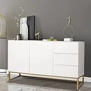 Levede Sideboard Buffet Cabinet Automatic Spring Drawers Storage Shelf Cupboard - Modern Design with Movable Shelves and Push-to-Open Mechanism(138cm x 35cm x 74cm, White)