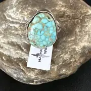 Native American Navajo Sterling Silver Spiderweb Turquoise Ring Size 9.5 12545