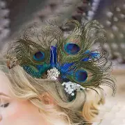Peacock Feather Hair Clip Fascinator 1920S for Wedding Party Accessories For