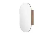 ACA 90x45CM Bathroom Wall Mount Dual-Open Door Oval Mirror Cabinet Storage Vanity Wood Shelf