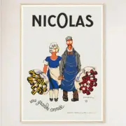 Galrie Nicolas Fine Bottles (1930) Vintage Poster French Art Masterpiece for Home Decor, Wood Frame, 50 x 70cm (20 x 28inch)