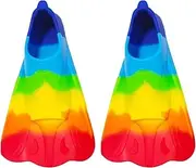 Kids Flippers for Swimming,Soft Silicone Training Fins, Rainbow Toddler Swim Flippers | Professional Short Youth Swim Fin for Children Boys Girls Beginners Training
