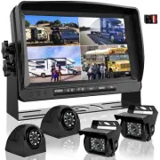 Backup Camera System with 9'' Quad Split 1080P Monitor for RV Trailer Semi Tr...