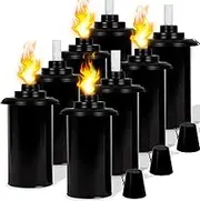 Nonley 8 Pack Torch Canisters 12 oz. Outdoor Torch Replacement Canister Bamboo Torches Refill Canister with Wicks and Covers, Decorative Lighting Torches for Lawn Patio Backyard, DIY Garden Decor