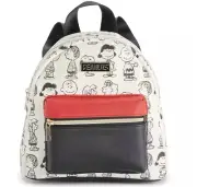 Peanuts MINI Backpack White Multi-Color Bioworld Charlie Brown Snoopy 11" x 9"