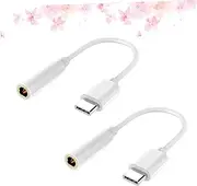 TEHAUX 2pcs C to Audio Adapter USB C Male to Female Earphone Cable Converter for Headphones Compatible with Smartphones and Laptops Reversible Design White