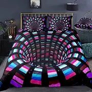 3D Vortex 3-Piece Duvet Cover Set Hotel Bedding Sets Comforter Cover with Soft Lightweight Microfiber,1 Duvet Cover, 2 Pillowcases for Double/Queen/King(1 Pill