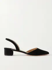 [Manolo Blahnik] Manolo Blahnik - Aspro 30 Suede Slingback Pumps - Black - IT40 IT 40 Black