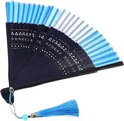 QUMIIRITY Color Folding Fan Dryer Extra Large Hand Fan Wrist Small Hand Fan Hand Fan Foldable Rave Lace Fans Lace Hand Fan Handheld Foldable Fan Portable Fan Hand Fans Sky-Blue Cloth