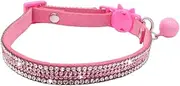 THAIN Basic Adjustable Cat Collar Bling Diamond Breakaway with Bell for Kitten Girl boy (Pink)