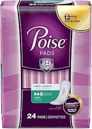 Poise Long Length Bladder Control Pad Light Absorbency Absorb-Loc One Size Fits Most Female Disposable, 48536 - Pack of 24