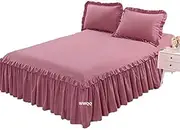 Bed Valance Skirt, Bed Skirt Bed Cover Skirt Double/Single/Queen/King Size Grey Pins Bedspread Valance 150/180/200CM Bed Sheet Soft and Comfortable Decoration Non-Slip Mattress Dust-Proof Cover