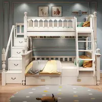 在飛比找樂天市場購物網優惠-全實木高低床雙層上下兒童床可拆分白色子母床多功能上下鋪公主床