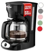Mueller 12-Cup Drip Coffee Maker - Borosilicate Carafe, Auto-Off, Reusable