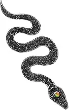 MOKKHNB Rhinestones Snake Patch Black Applique for Clothes Bags Pants Shoes and Hats Beaded Embroidery for DIY Projects Durable and Weather Resistant Design