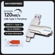 MOVESPEED 2-in-1 120MB/s USB 3.2 Type-C Flash Drive OTG 512GB-64GB Pen Drive