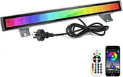 CREATESTAR 48W RGB Flood Light, IP66 Waterproof Outdoor Coloured Flood Lights, Smart Flood Light with Remote Control, RGB LED Light Bars with DIY Colors, for Christmas Decor, Garden, Stage Lighting