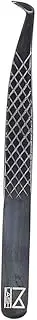 M LASH Eyelash Extension Tweezer - Professional & Precision Lash Tweezer for Eyelash Extensions - Japanese Steel, Diamond Grip, Fiber Tip (X4, Black)
