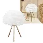 AA (White)Feather Table Lamp Adjustable Color Brightness Rechargeable Touch