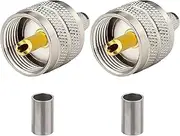 tunghey 2Pack PL259 Crimp Connector PL-259 Plug Male Connector pl259 pl-259 UHF Male Solder Connector for LMR-400 RG-213 CB Ha-m Radio Antenna