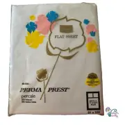 VTG Sears Deadstock White Perma Prest Polycotton FULL FLAT Percale Sheet Prop