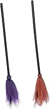 ABOOFAN 2pcs Halloween Witch Broom Decorations Party Props Unique Halloween Decor for Parties Masquerades Fun Creative Accessories Easy to Store Reusable